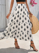 Franclia Women's Floral Print Elastic Waist Ruffle Hem Long Skirt For Vacation